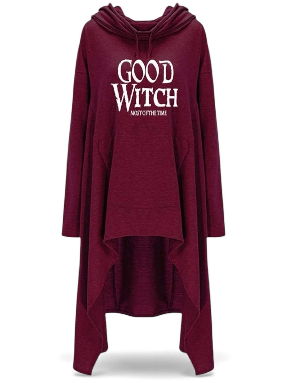Women's Good Witch Tunic Casual Long Sleeve Pullover Irregular Hem Hoodies Small
